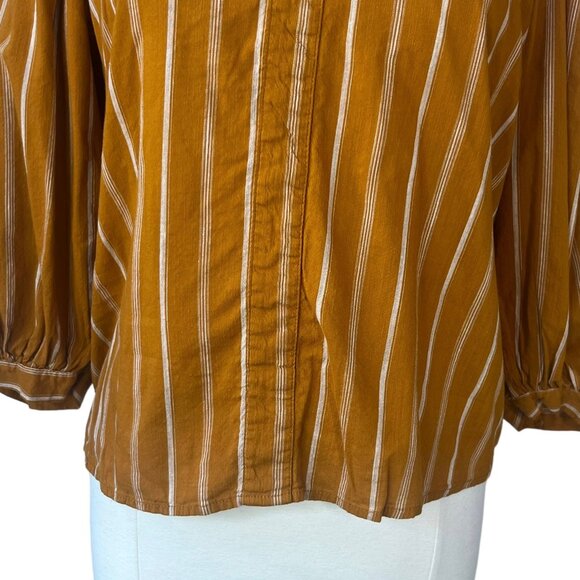 ANA Blouse Womens Medium Orange White Long Sleeves Vneck - Picture 4 of 8